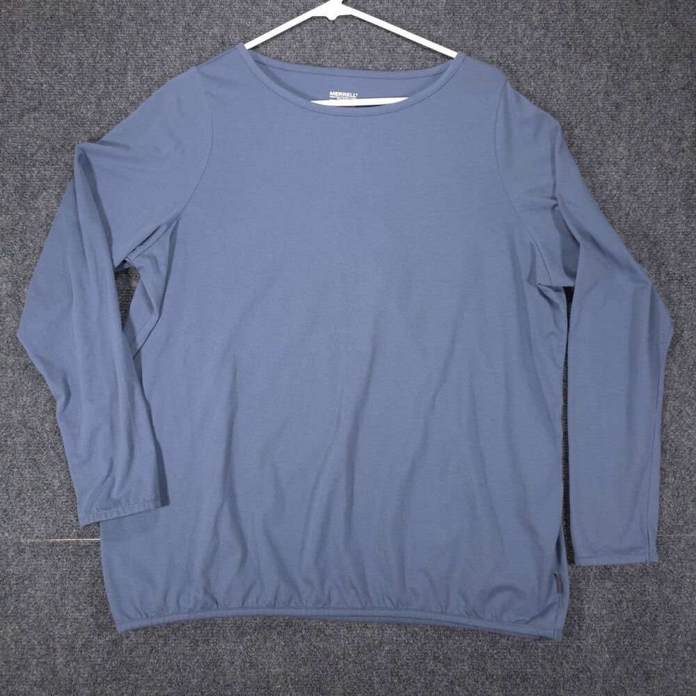 Merrell Women's M Long Sleeve Crew Neck Pullover Top Blue Slate Cotton/polyester